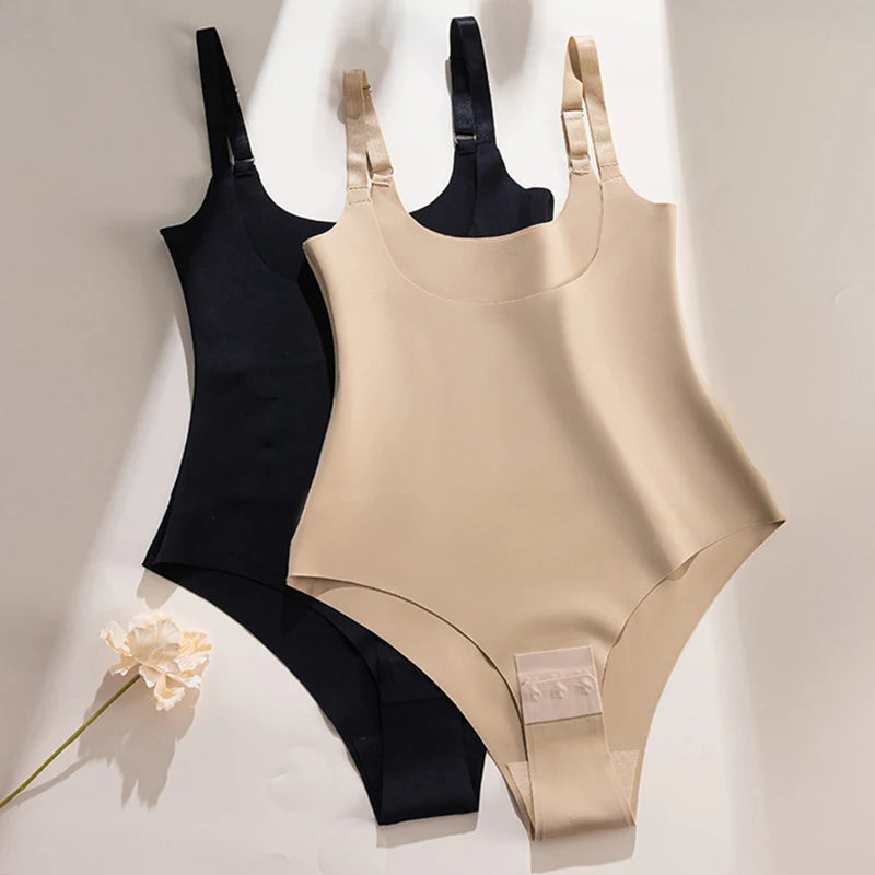 Women Seamless slimming clothes Sling body shaping underwear Black Beige Solid Colors Body sculpting body clothes