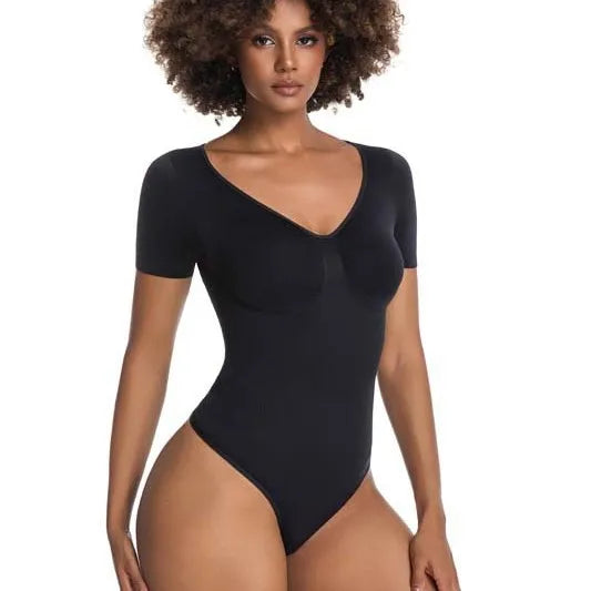 Seamless V-Neck Sculpt Short-Sleeve Bodysuit